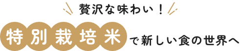 特別栽培米で新しい食の世界へ